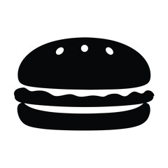 veggie burger vector silhouette icon, black and white illustration of food.