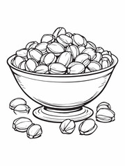 Bowl of Pistachios Line Art Simple Elegant Drawing.eps