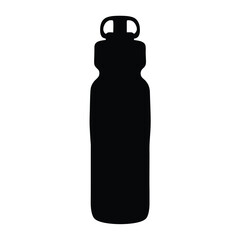 water bottle vector silhouette icon, black and white illustration of food.