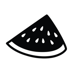 watermelon slice vector silhouette icon, black and white illustration of food.