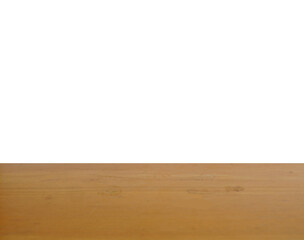 Empty brown wooden table surface for product placement isolated on transparent  background