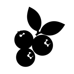 blueberries vector silhouette icon, black and white illustration of food.