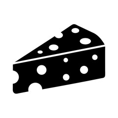 cheese wedge vector silhouette icon, black and white illustration of food.