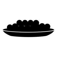 cheese platter vector silhouette icon, black and white illustration of food.