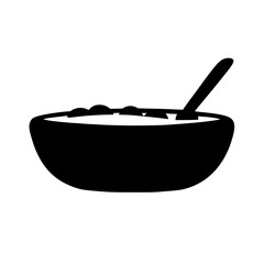 clam chowder vector silhouette icon, black and white illustration of food.