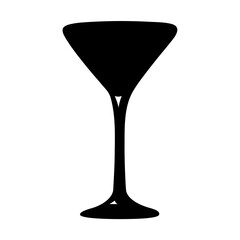 cocktail glass vector silhouette icon, black and white illustration of food.