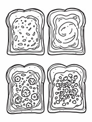 bread slice smeared with butter minimal line art.eps
