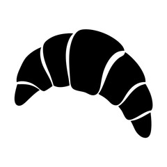 croissant vector silhouette icon, black and white illustration of food.