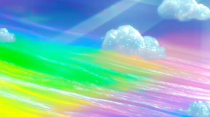 Repeating cloud pattern with rainbow gradients, vaporwave feel