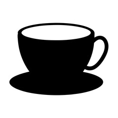 cup of coffee vector silhouette icon, black and white illustration of food.
