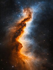 95. A mesmerizing portrayal of a galaxy in motion, where bright stars and colorful interstellar clouds create a captivating scene. The event horizon of a black hole looms ominously at the core, 