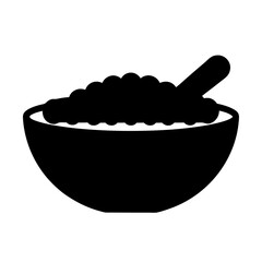 guacamole bowl vector silhouette icon, black and white illustration of food.