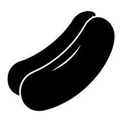 hot dog vector silhouette icon, black and white illustration of food.