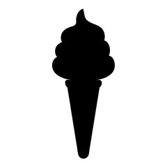ice cream cone vector silhouette icon, black and white illustration of food.