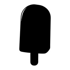 ice pop vector silhouette icon, black and white illustration of food.