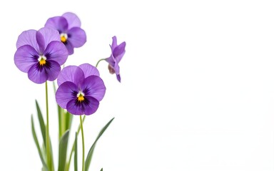 Purple Pansies on White Background for Spring Design. High quality