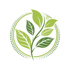 Elegant Green Leafy Branch in a Circle