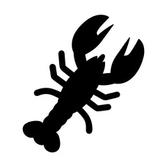 lobster tail vector silhouette icon, black and white illustration of food.