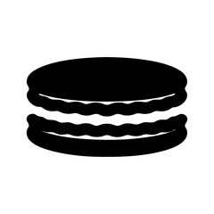 macarons vector silhouette icon, black and white illustration of food.