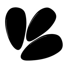 mussels vector silhouette icon, black and white illustration of food.