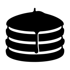 pancakes with syrup vector silhouette icon, black and white illustration of food.