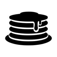 pancakes with syrup vector silhouette icon, black and white illustration of food.