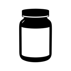 peanut butter jar vector silhouette icon, black and white illustration of food.
