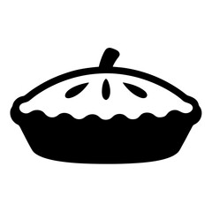 pie apple or pumpkin vector silhouette icon, black and white illustration of food.