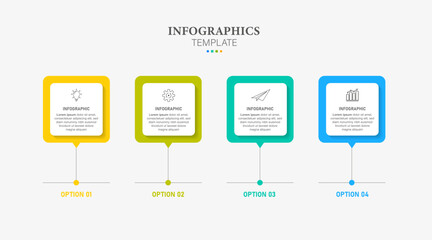 Vector business infographic template with icons and 4 options, steps, parts. Presentation elements for infographics.