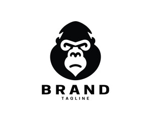 Gorilla head logo symbol in flat clean format