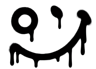 Dripping Black Smiley Face on White Background