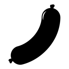 sausage link vector silhouette icon, black and white illustration of food.