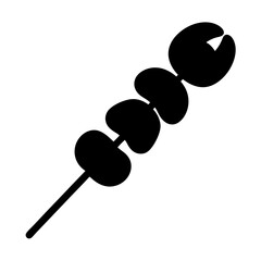 shrimp skewer vector silhouette icon, black and white illustration of food.