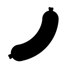 sausage link vector silhouette icon, black and white illustration of food.