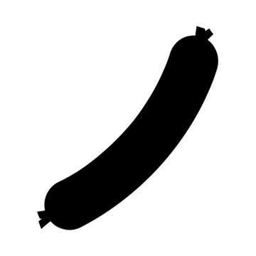 sausage link vector silhouette icon, black and white illustration of food.