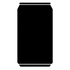 soda can vector silhouette icon, black and white illustration of food.