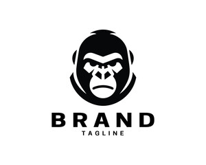 Gorilla head logo symbol in black white tones