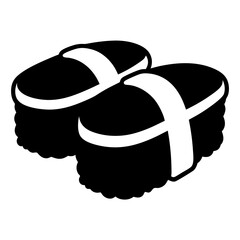 sushi nigiri vector silhouette icon, black and white illustration of food.