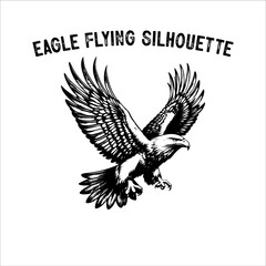 Flying Eagle Silhouette Vector on White Background.