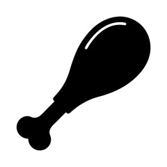 turkey leg vector silhouette icon, black and white illustration of food.
