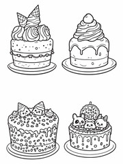 cake line art creative artistic drawing for decor.eps