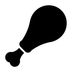 turkey leg vector silhouette icon, black and white illustration of food.