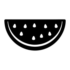 watermelon slice vector silhouette icon, black and white illustration of food.