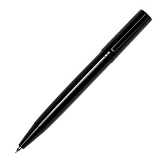 Elegant Black Ballpoint Pen on Transparent Background