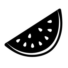 watermelon slice vector silhouette icon, black and white illustration of food.