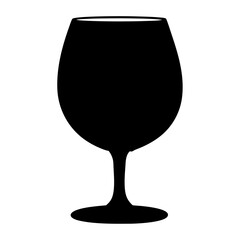 wine glass vector silhouette icon, black and white illustration of food.