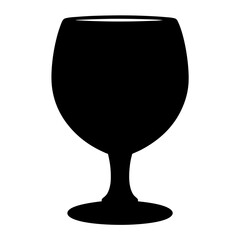 wine glass vector silhouette icon, black and white illustration of food.