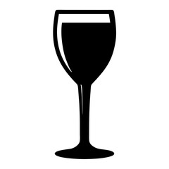 wine glass vector silhouette icon, black and white illustration of food.