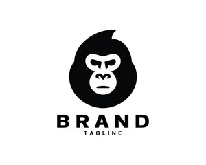 Gorilla head logo icon in clean flat vector