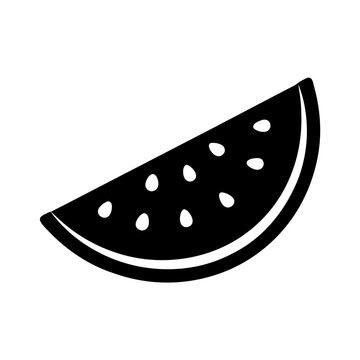 recommend clip art: watermelon slice vector silhouette icon, black and white illustration of food.